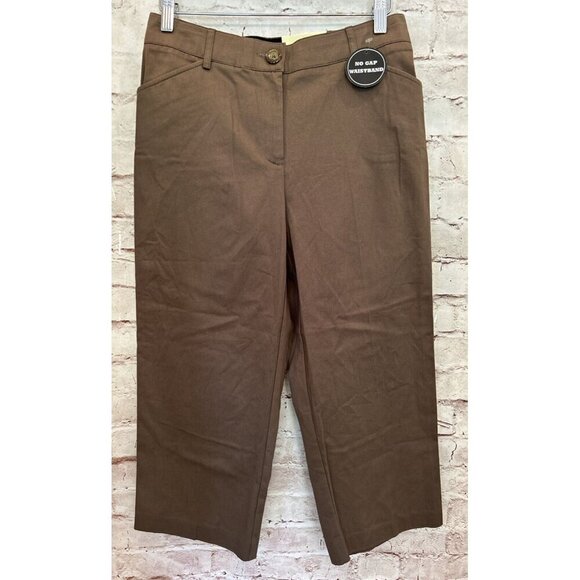 Dress Barn Womens Cropped Pants Casual Chino Twill Brown No Gap Waistband Size 4 - Picture 1 of 5